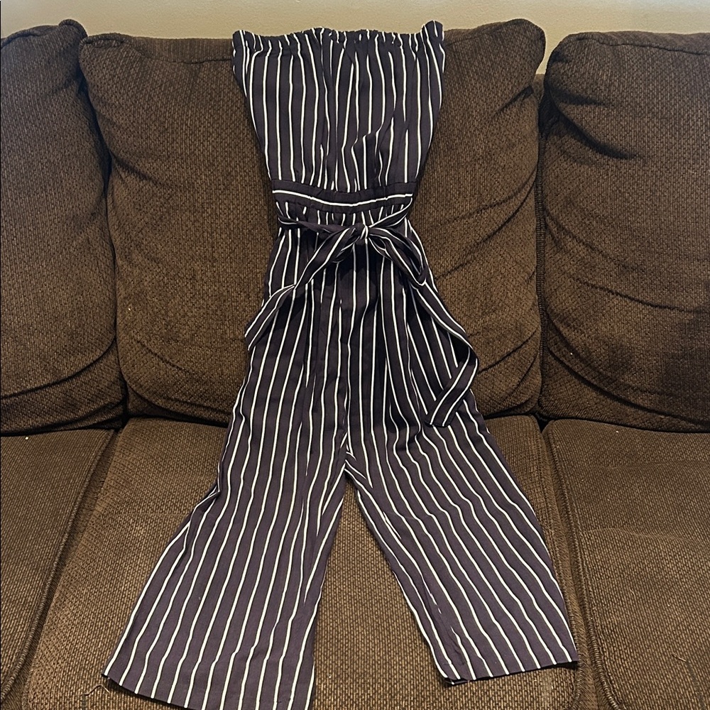 Striped Black and White Jumpsuit